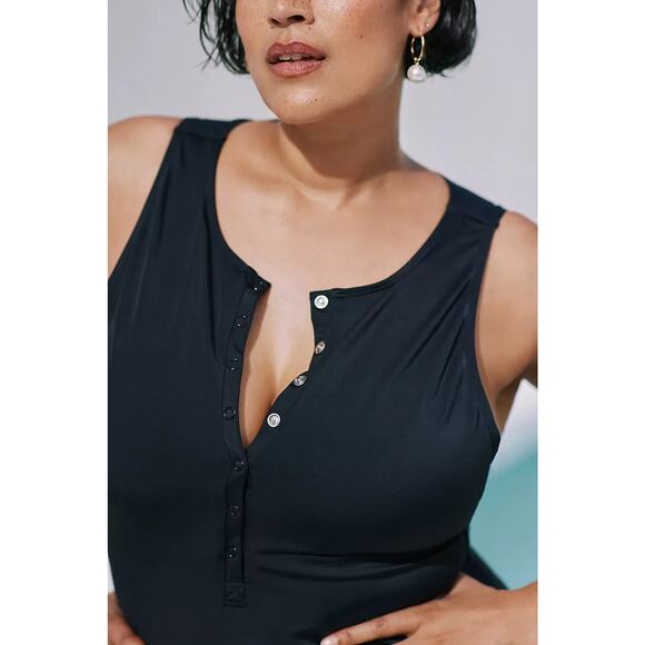 Andie Swim Eco Nylon The Malibu One Piece in Black L NWT - Picture 2 of 6